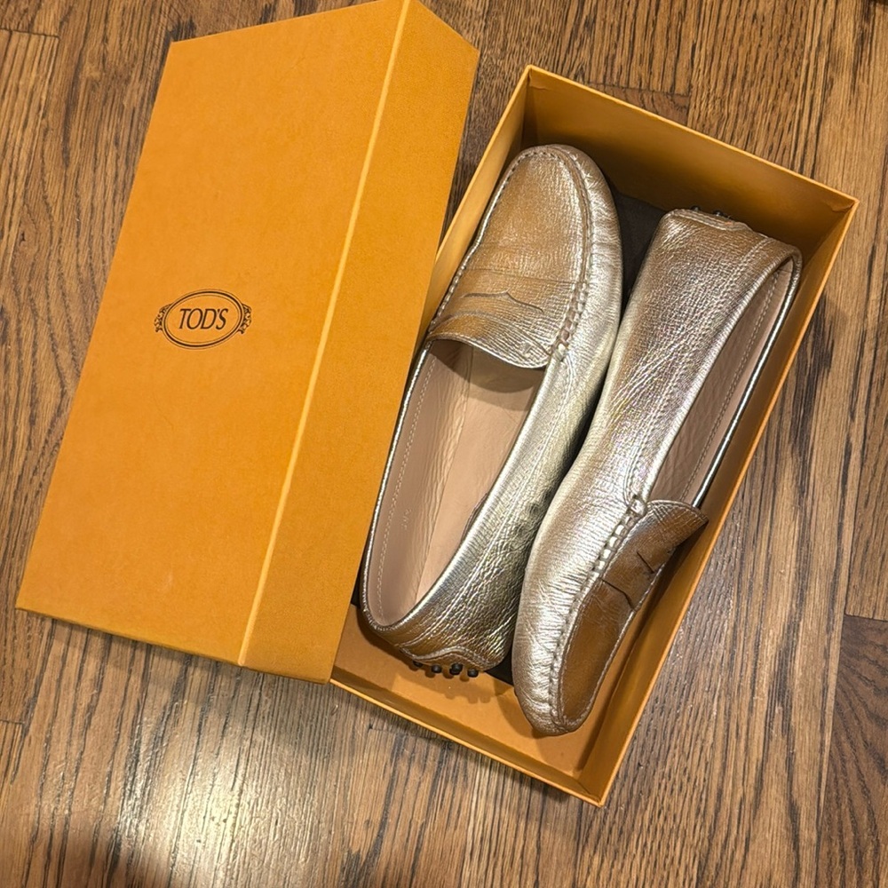 Tod's silver loafers